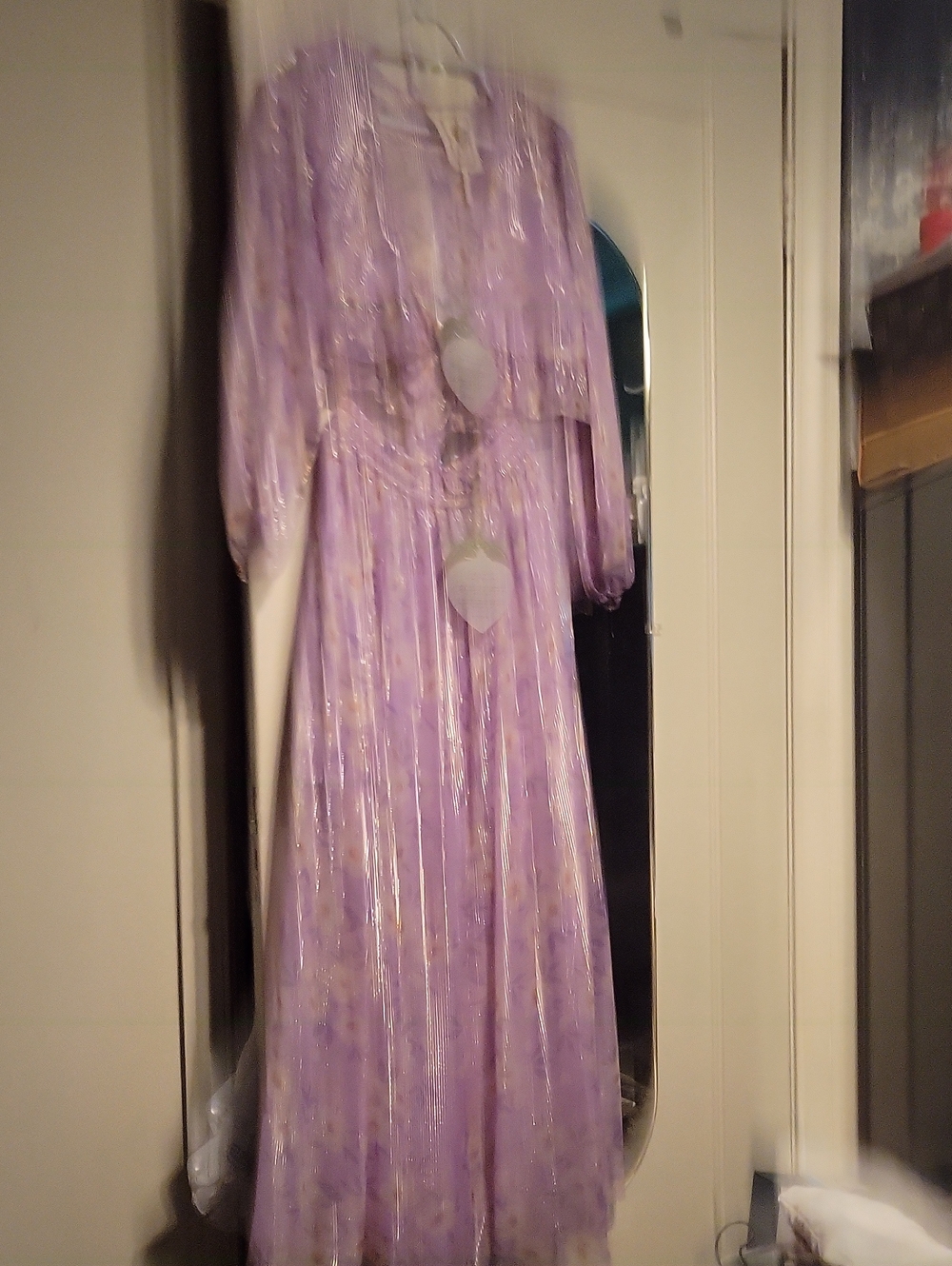 Lavender Sparkle Long Sleeve Maxi 2 Piece Swim Cover Up